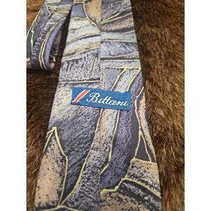 Brittani Men's Necktie Brown Gray Abstract Leaf Pattern Polyester